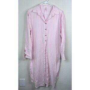Free People Beach Cover Up Longline Shirt Tunic Women's S Partial Button Coastal